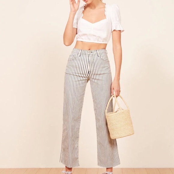 Reformation Denim - Reformation Stripe Stretch Flood Jeans